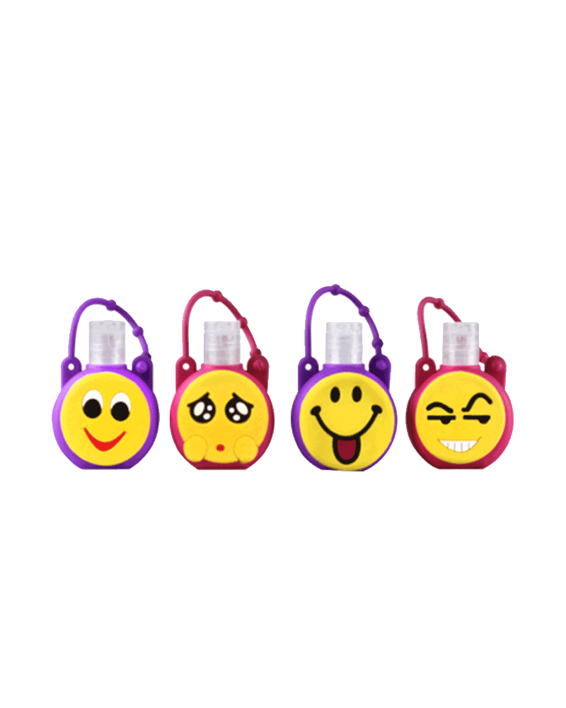 >Cute emoji funda de silicona para desinfectante de manos